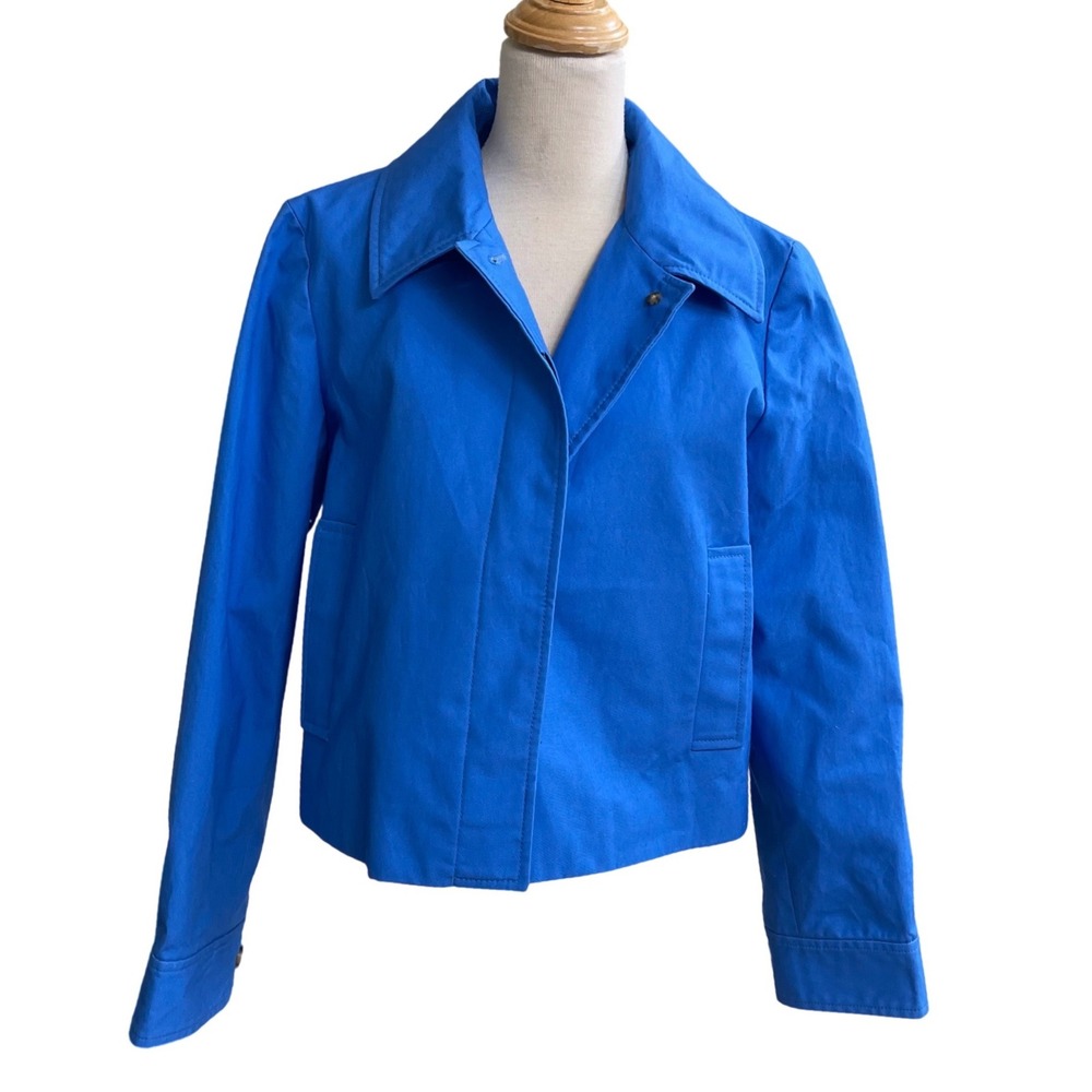 J. Crew Collection Bright Blue Cropped Collared‎ Jacket Women Size 4 fall 2023